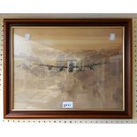 Two framed Gerald Coulson coloured aviation prints, one depicting a Lancaster bomber, the other