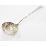 A silver ladle with shell pattern bowl by Hester Bateman - London 1780