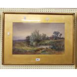 Henry Stannard: a gilt framed and slipped watercolour entitled 'Sunset' - signed - 30cm X 49cm