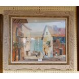 D'oyly John: an ornate framed coloured print entitled 'Down to the Beach, Cap Farrat 1953'