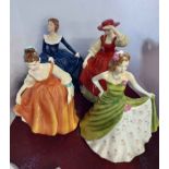 Four Royal Doulton figurines comprising Fair Lady HN5274, Fragrance with certificate, Buttercup