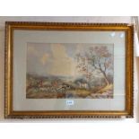 W. Watson: a gilt framed watercolour, depicting a hunting scene in an English rural landscape -