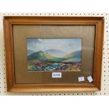 A gilt framed and slipped gouache Exmoor view entitled 'Badgworthy Waters' - sold with a small