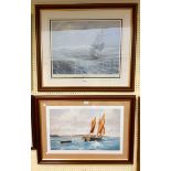 John Chancellor: two framed limited edition coloured maritime prints, one entitled 'Hove-To' 685/