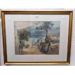 Alfred Leymann: a gilt framed watercolour, depicting a local view near Newton Ferrers - signed -
