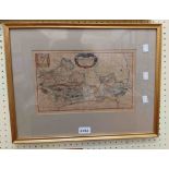 Richard Blome: a gilt framed antique hand coloured map print of 'Barkshire'