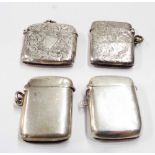 Four early 20th Century Birmingham silver vesta cases of varying design
