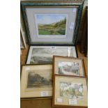 Will Perrin: a pair of framed small format Totnes interest prints - sold with John Abdey: a signed