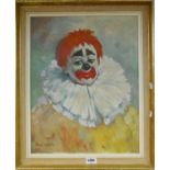 Han Hofstra: a vintage framed oil canvas entitled 'The Clown' - signed and with details verso