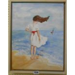 Penny Harrup: a box framed acrylic painting on canvas entitled 'Sea Shore Thoughts' - signed and