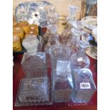 A selection of assorted glassware including decanters, vases, etc.