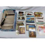 A box containing a large collection of 20th Century postcards - mainly art related