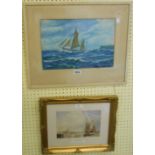 C.M. Godfery: A vintage framed watercolour entitled 'Off Brixham' - signed and with details