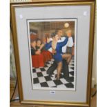 †Beryl Cook: a framed signed limited edition coloured print entitled 'Tango Bar Sur' - No. 653/650 -