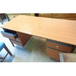 A 1.52m modern Contraplan teak effect office desk with painted metal frame