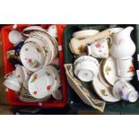 Two crates containing a quantity of assorted ceramic and glass items including part tea sets,