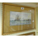 William Cannon: a gilt framed and slipped watercolour, depicting a three masted sailing vessel and