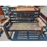 A 1.26m Lister teak slatted garden bench, set on square supports