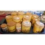 A quantity of mid Century ceramic kitchen storage jars including spices, Stilton cheese, etc. - sold