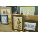 A box containing a selection of framed prints and other pictures - various artists and subjects