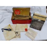 A box containing a collection of antique and other letters together with paper ephemera, etc.