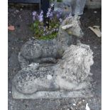 A 55cm concrete model of a seated lion - sold with a unicorn similar