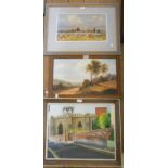 Three framed oils on boards - various artists and subjects