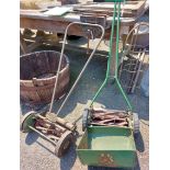 A vintage Ransomes cylinder mower - sold with a vintage Tutor similar