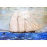 G. Ross: an ebonised framed mixed media naive study of the schooner 'John W. Pearn' off the