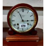 A modern mahogany cased drum clock with dial marked for Woodford and with Franz Hermle eight day