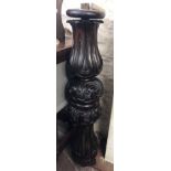 An antique mahogany decorative turned and carved wood pillar/part tester bedpost lower section