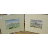 Two small clip framed watercolours, both depicting views of Hound Tor, Dartmoor