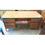 A 1.52m modern Contraplan teak effect office desk with painted metal frame