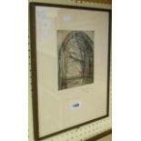 Janet McKenzie: a framed monochrome etching artist's proof - signed, dated 1984 and with inscription