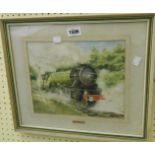 John Andrew: a framed locomotive watercolour entitled 'Full Steam' - signed - sold with an E.W.