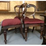 Five matching Victorian mahogany framed balloon back dining chairs, set on turned front legs -