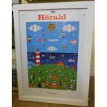 Brian Pollard: a framed signed limited edition coloured advertising print for The Herald newspaper -