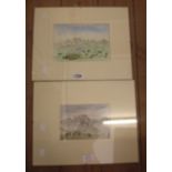 Two small clip framed watercolours, both depicting views of Hound Tor, Dartmoor
