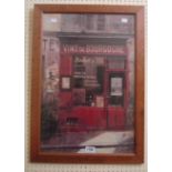 Chiu Tak Hak: a pine framed coloured print, depicting the facade of a Parisian wine shop