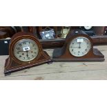 An early 20th Century inlaid walnut cased mantel clock with eight day gong striking movement -