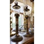 A pair of vintage Sherwood Ltd. of Birmingham spring loaded brass table candle lamps of column form