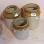 Three stoneware kitchen storage jars