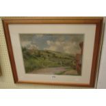 Arthur Henry Jenkins: a framed oil on board (under glass), depicting a rural view from a village