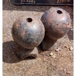 A pair of old cast iron finials of ball form