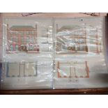 Two bagged and mounted architect's drawings depicting the proposed alterations for the facade of the