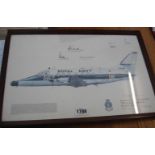 Dugald Cameron: a framed image of a Jetstream T2 Royal Navy aircraft - signed by the artist, pilot