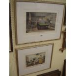 William Henry Pyne: a gilt framed coloured print entitled 'Billiards' - sold with another also