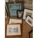 †L.S. Lowry: a pair of framed small format coloured prints - sold with four other prints