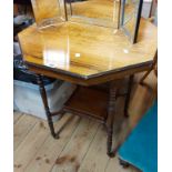 A 61cm Edwardian inlaid rosewood octagonal topped occasional table with gallery to undertier, set on