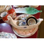 A small quantity of assorted ceramic items including Hornsea Studio Craft Viking longship planter,